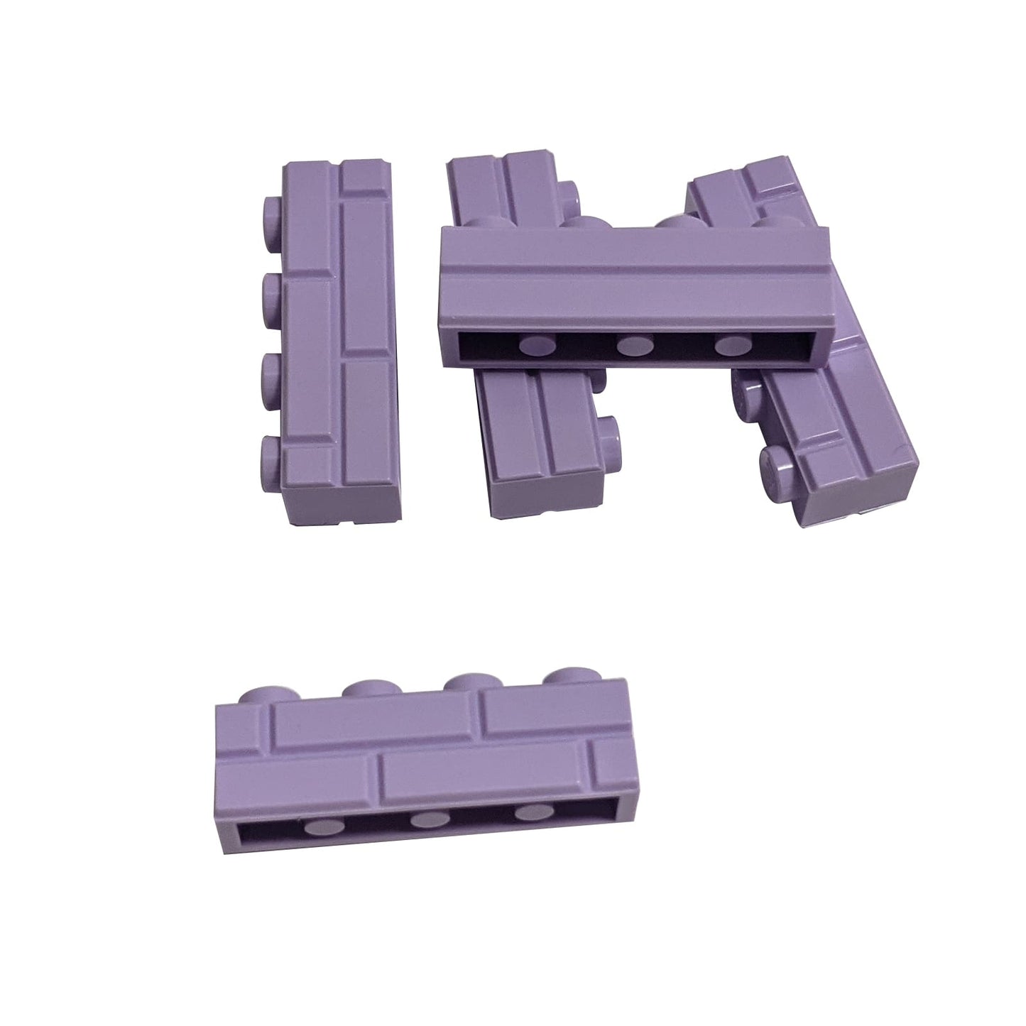 LEGO® modified brick 1 x 4 with masonry profile, textured stone pattern for walls and buildings, lavender color
