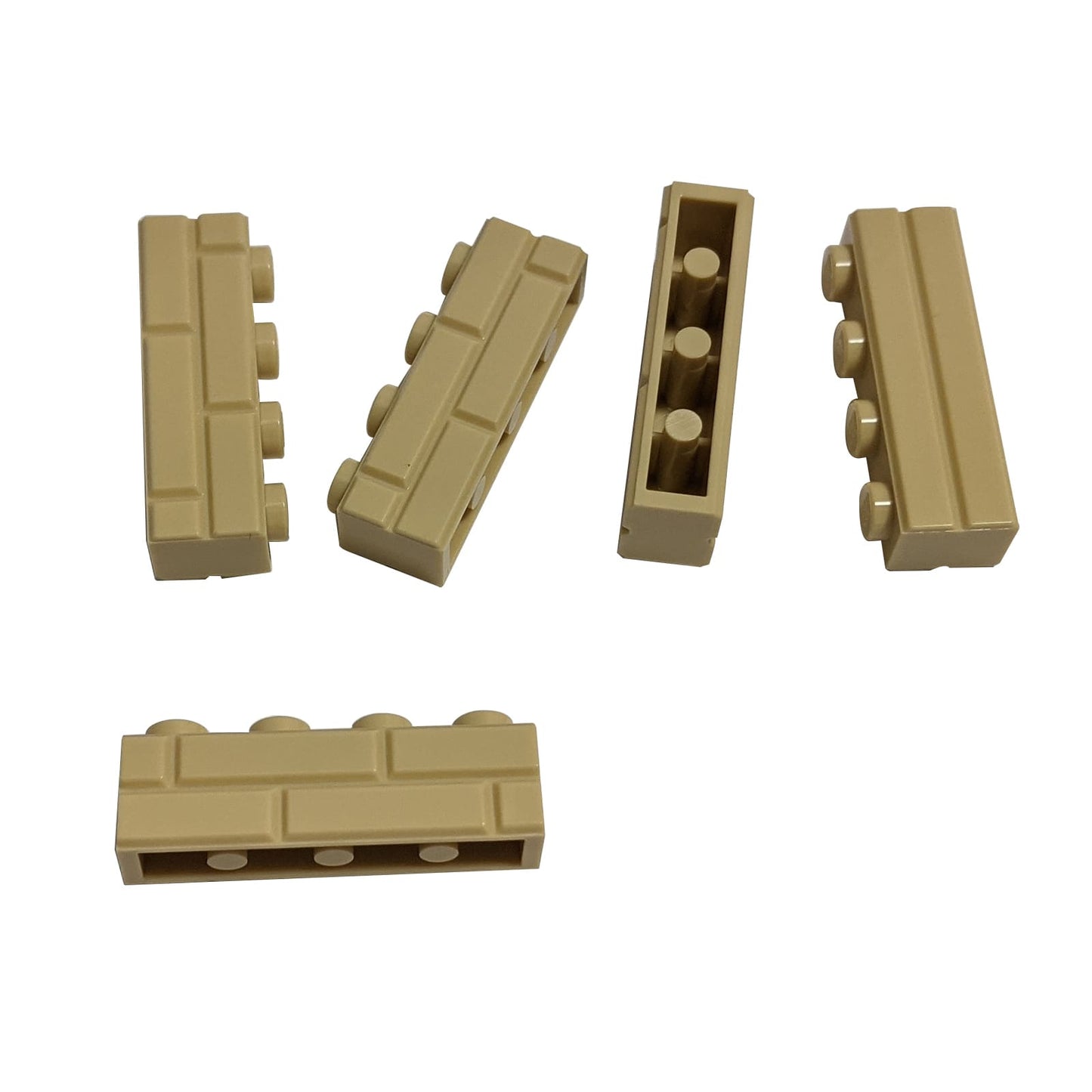 LEGO® modified brick 1 x 4 with masonry profile, textured stone pattern for walls and buildings, tan color
