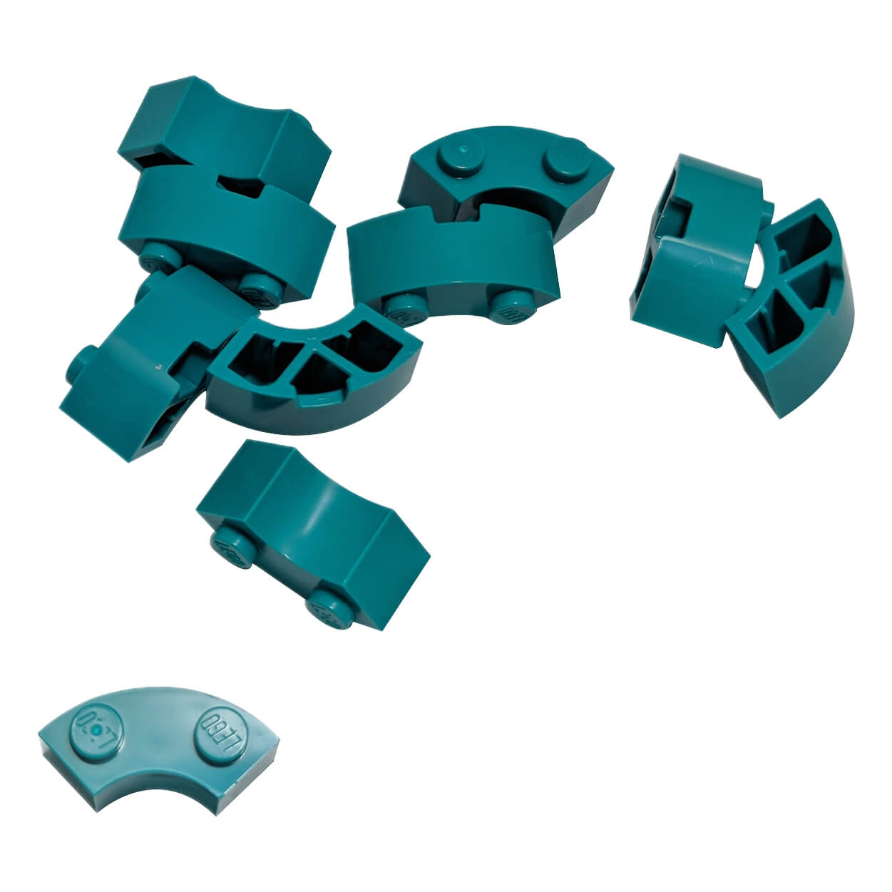 LEGO® Brick Round Corner 2 x 2 Macaroni 85080 in black with stud notch dark turquoise