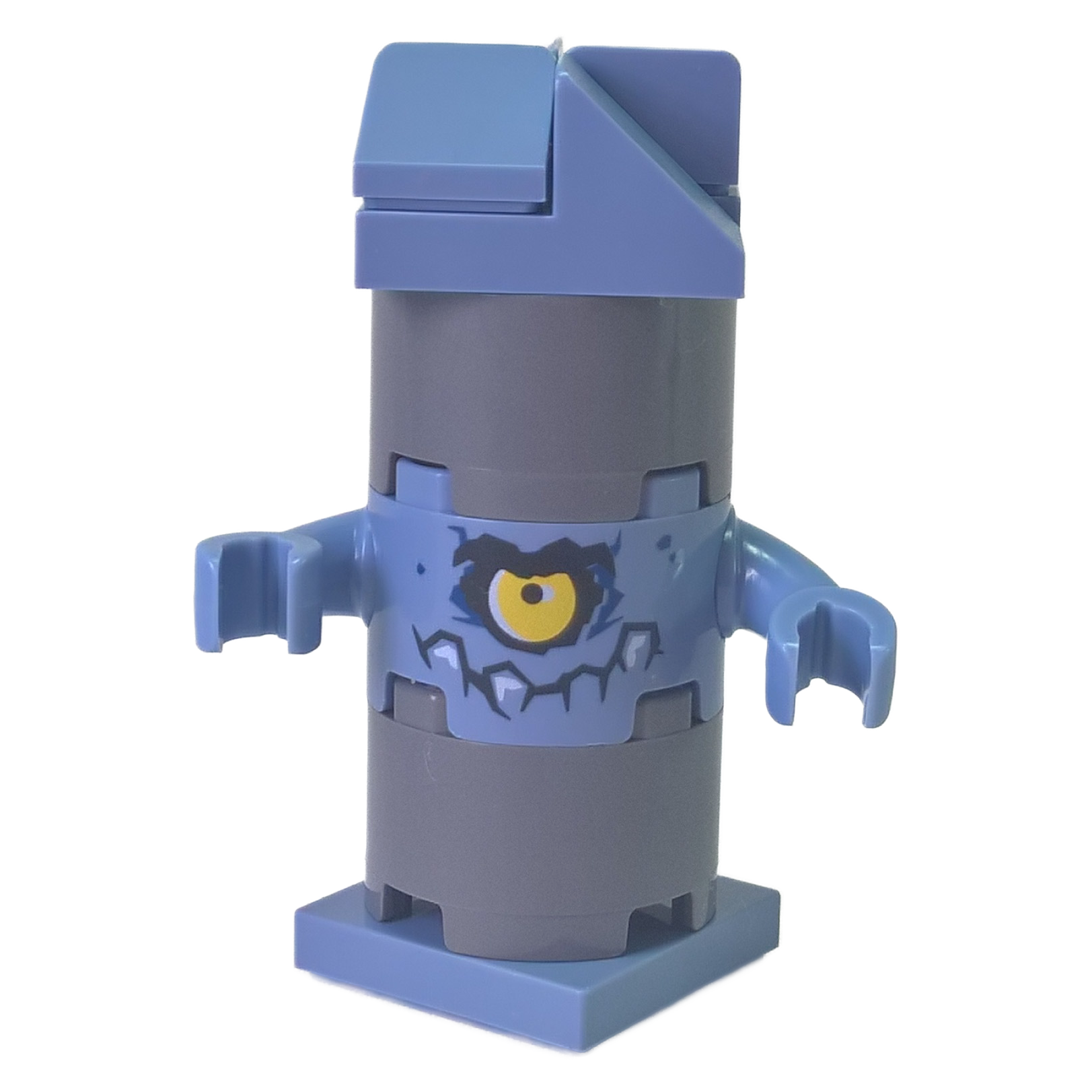 LEGO Nexo Knights Brickster figure nex120 made of round bricks with cyclops eye print.