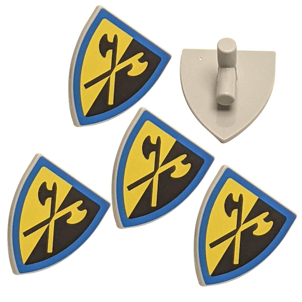 LEGO® Castle Battle Axe Shields x5 with crossed battle axe printed design