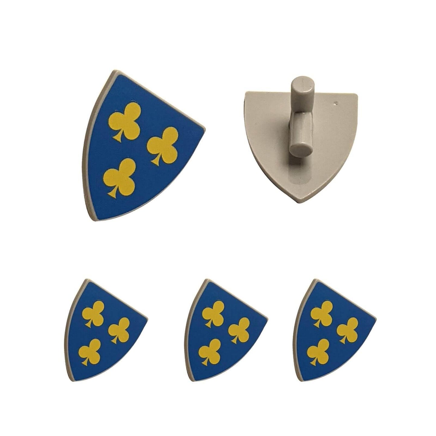 LEGO® castle shield bundle with blue printed clover emblem designs
