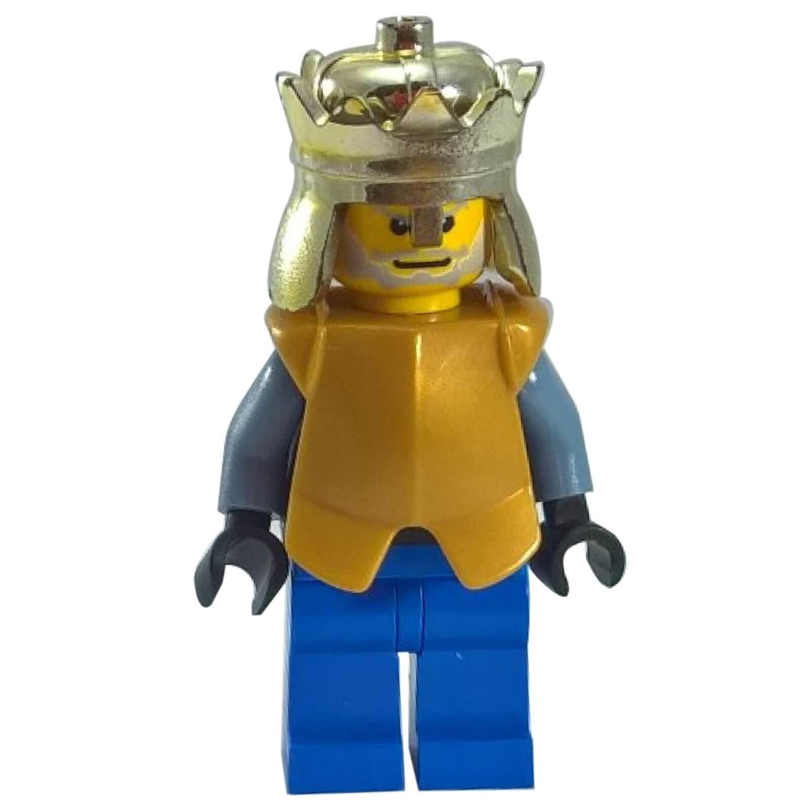 LEGO Castle king minifigure cas302 with crown helmet and gold armor breastplate