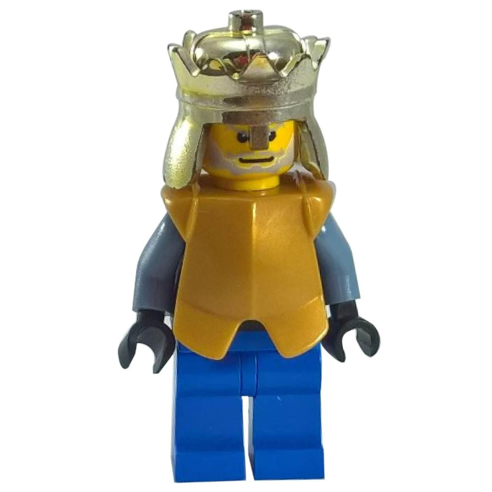 LEGO Castle king minifigure cas302 with crown helmet and gold armor breastplate