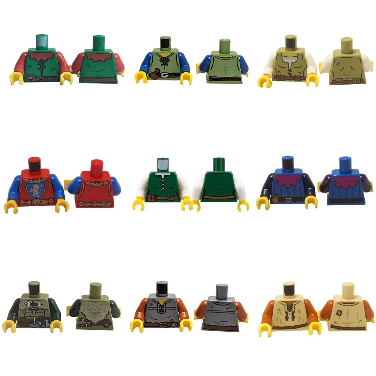 LEGO Castle Medieval Minifigure torso lot with Lion Knight peasant and Orc designs