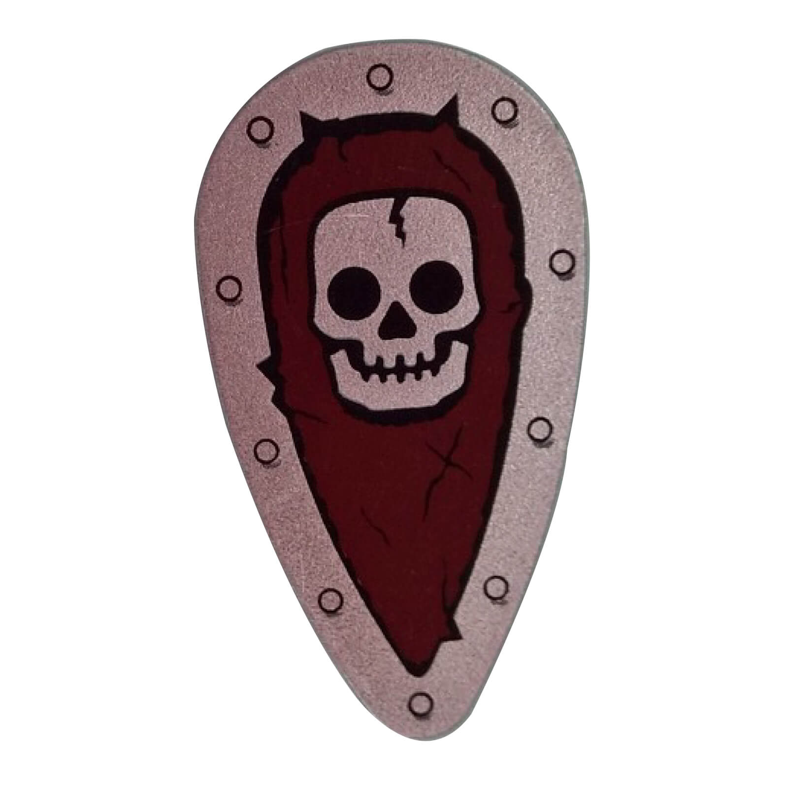 LEGO® Castle dark red ovoid shield with white skull pattern
