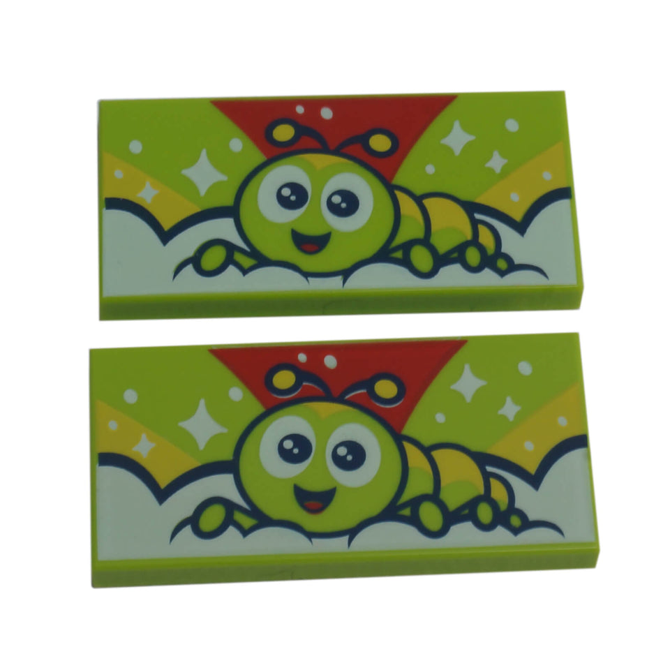 LEGO Tile 2 x 4 with Cartoon Caterpillar Pattern 87079pb584