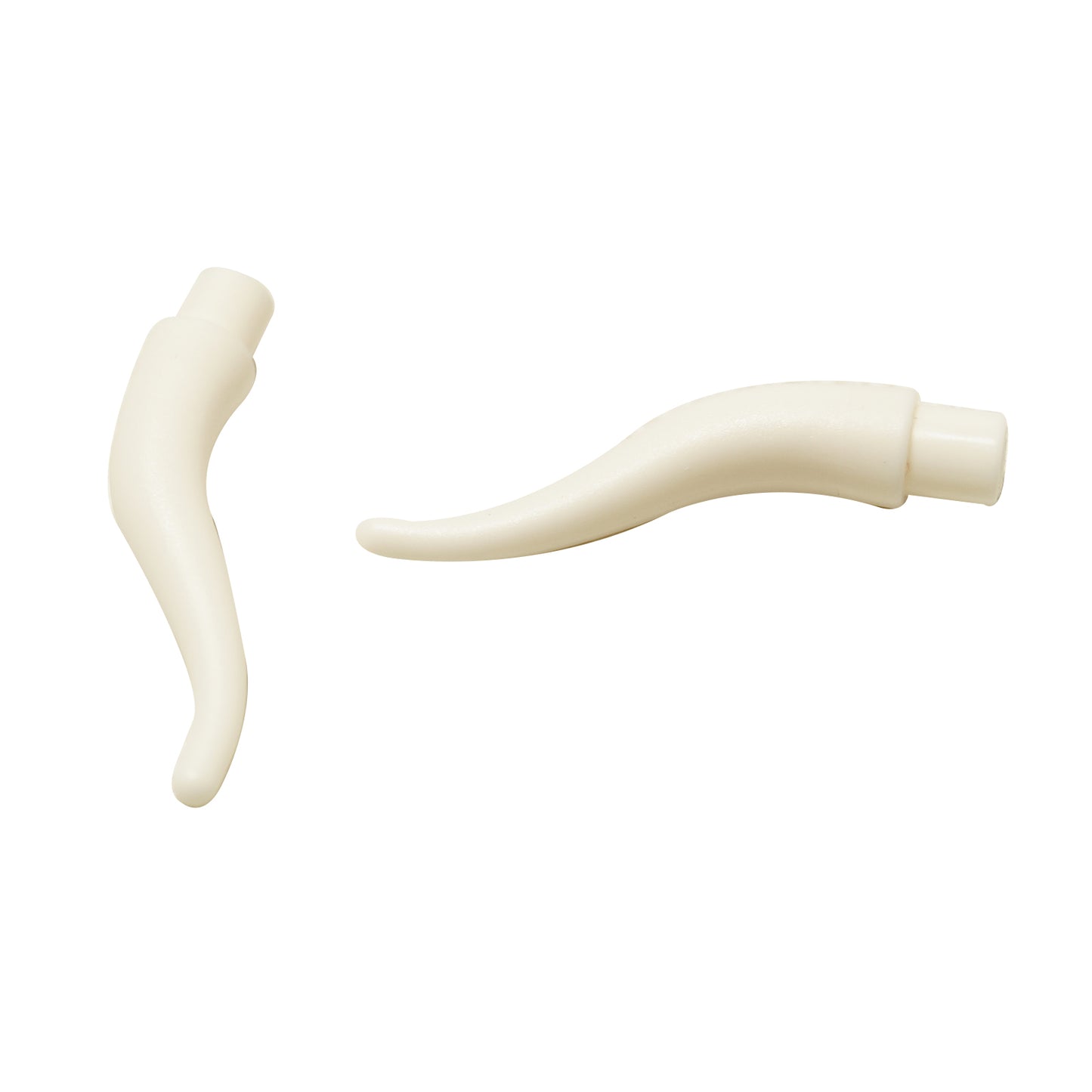 LEGO® long cattle horn element with curved tapered shape, used for animals, helmets, or decorative builds, white color
