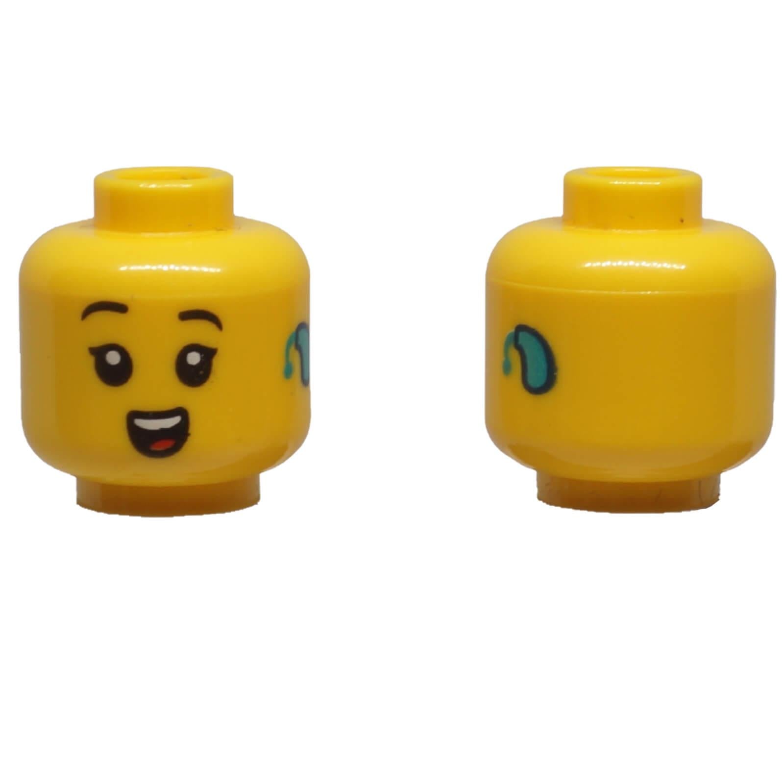 LEGO® Child Female Minifigure Head 3626pb3789 with smiling face and printed hearing aid