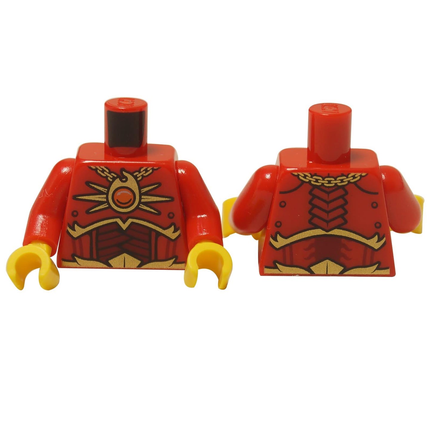  LEGO® Legends of Chima Phoenix Tribe trup (973pb1723c01), ukazující červené a zlaté brnění s amuletem Fire Chi na řetězu.