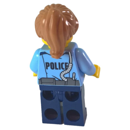 Back view of LEGO Police City Officer Female cty620 with brown ponytail.