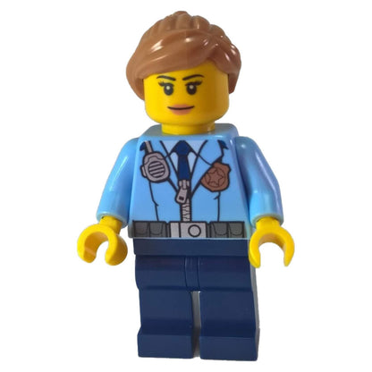 LEGO female police officer minifigure cty620 with light brown hair.