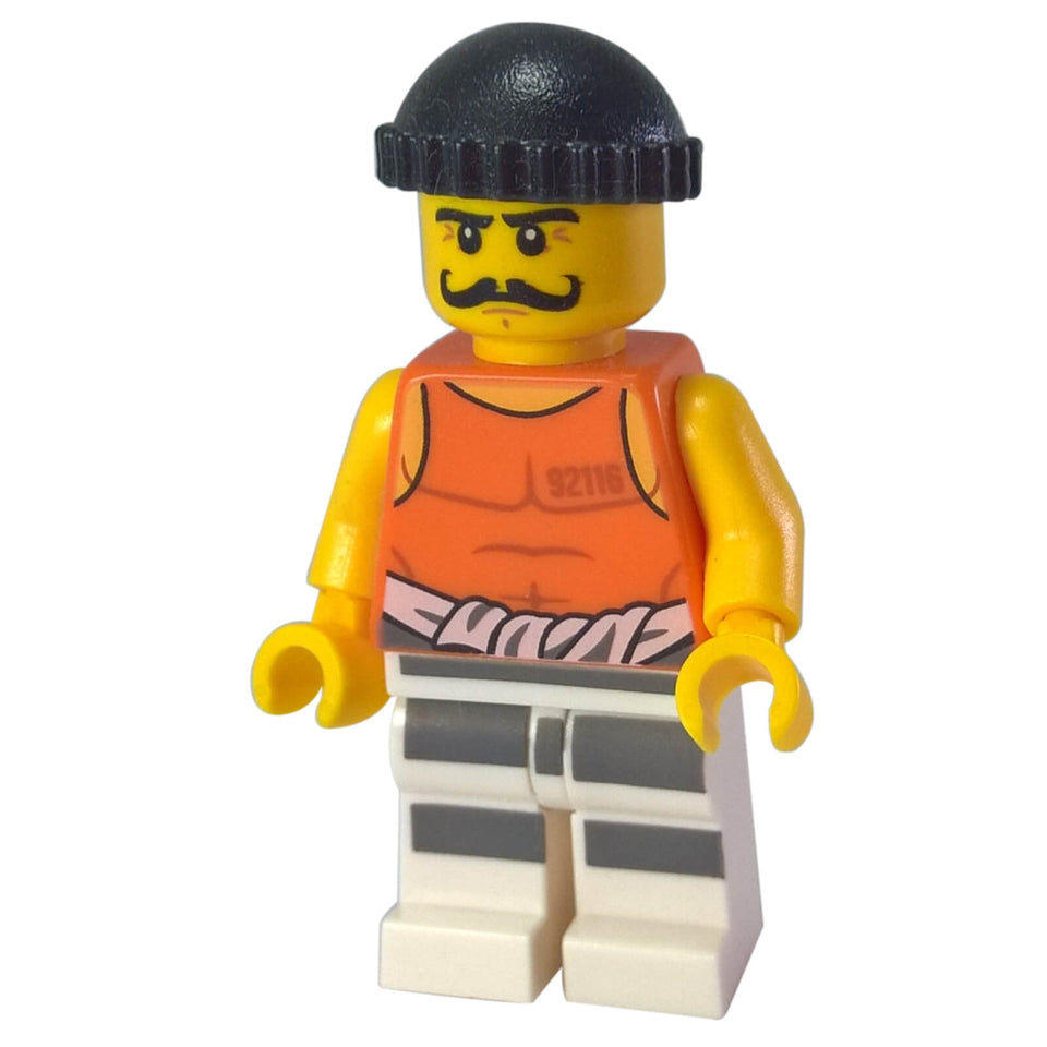 LEGO® City Jail Prisoner cty0612 with Orange Vest Striped Legs and Black Knit Cap
