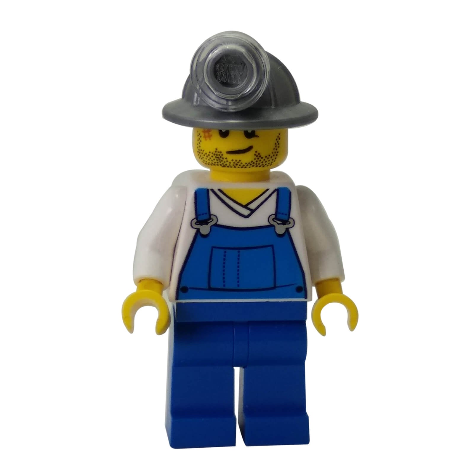 LEGO® City Miner cty0310 with Blue Overalls Blue Legs Mining Helmet Crooked Smile and Scar
