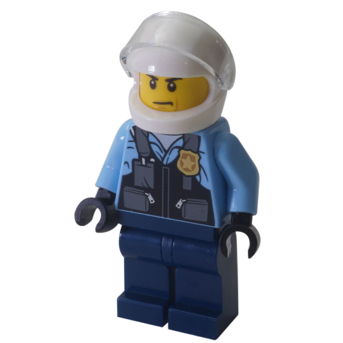 LEGO® City Motorcyclist Police Minifigure cty1143 with white motorcycle helmet side