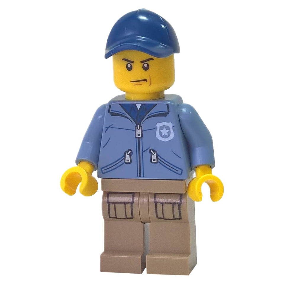 LEGO® City Mountain Police Officer cty0883 with sand blue jacket, dark tan legs and dark blue cap