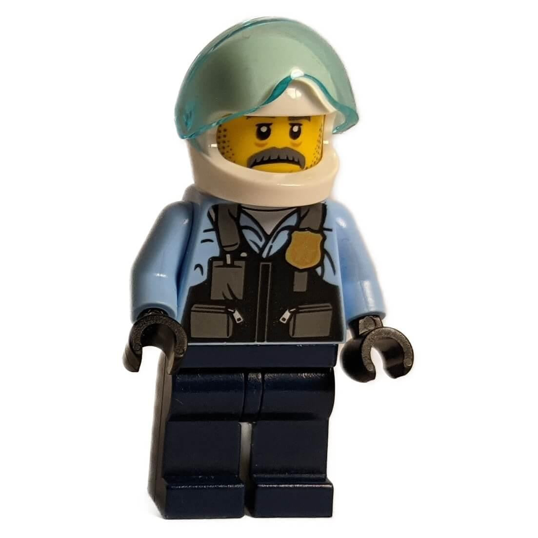 LEGO Police Pilot Sam Grizzled cty1131 minifigure with helmet and visor.