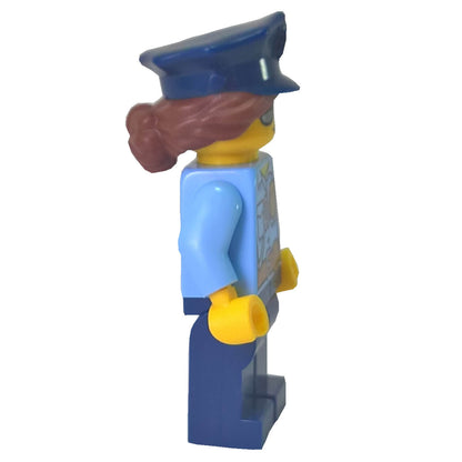 LEGO® City Female Police Officer cty0732 with Bright Light Blue Shirt Badge Radio and Dark Blue Police Hat
side
