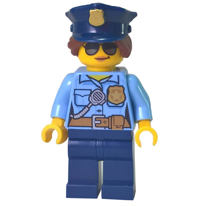 LEGO® City Female Police Officer cty0732 with Bright Light Blue Shirt Badge Radio and Dark Blue Police Hat