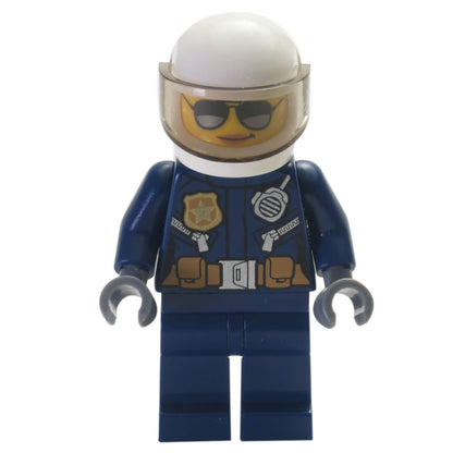 LEGO City Police Officer cty0739 with white helmet, sunglasses and dark blue uniform