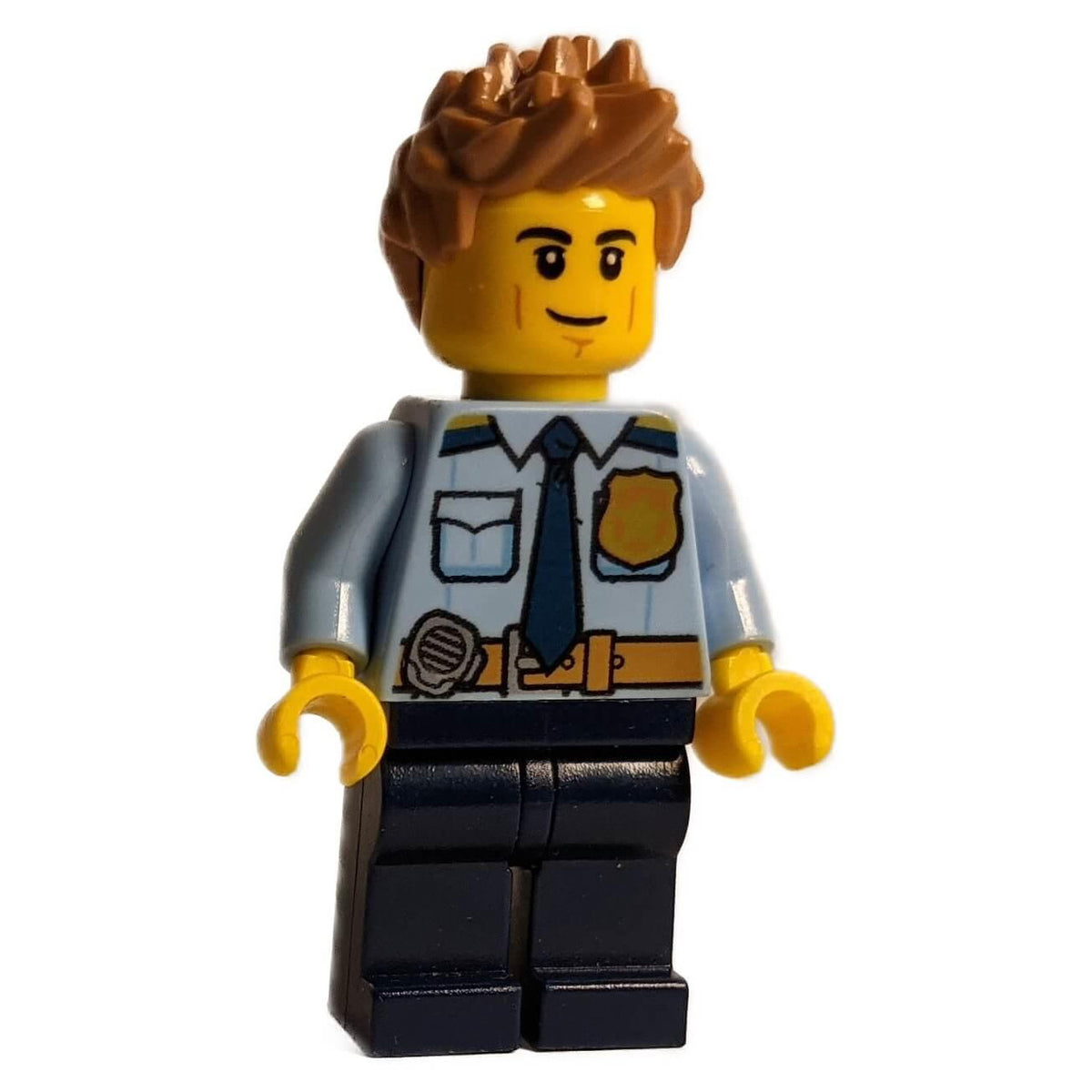 LEGO Police minifigure cty1126 with brown hair and light blue uniform.