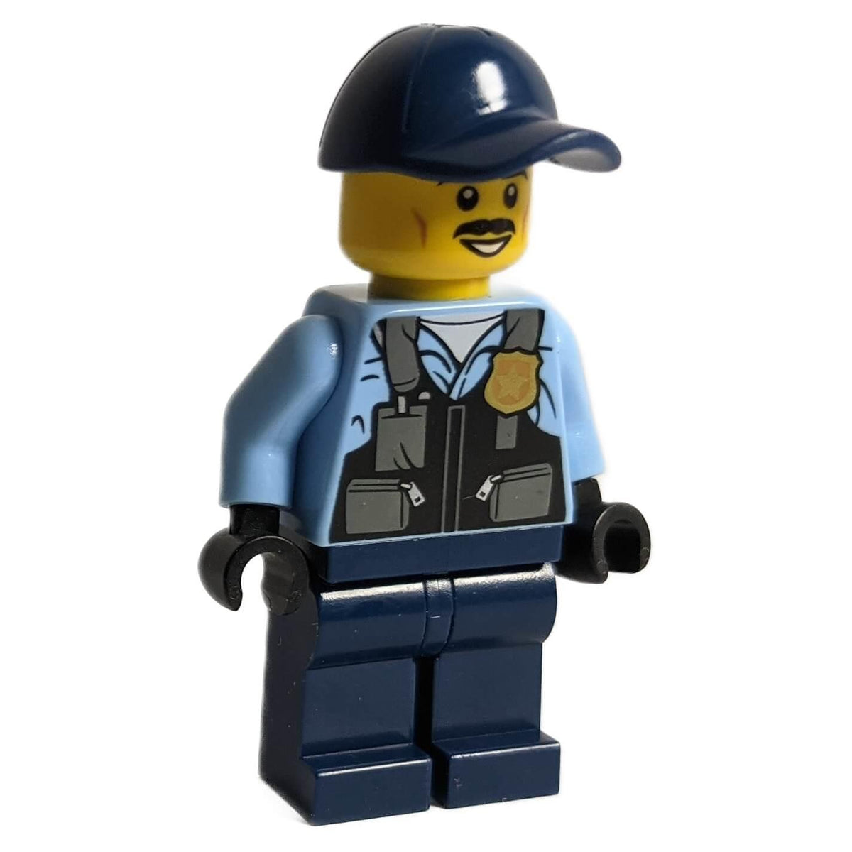 LEGO City Police Officer cty1588 with dark blue cap and mustache.