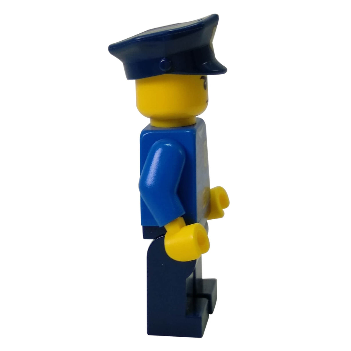 LEGO® City Police Officer cty0476 with Blue Shirt Dark Blue Police Hat and Stern Expression - side