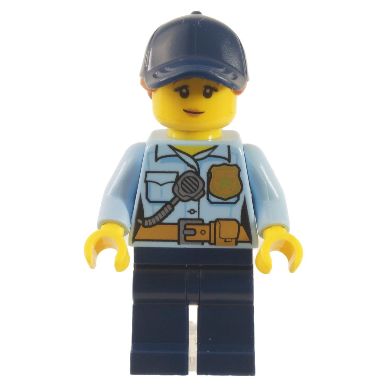 LEGO Female Police Officer cty1258 in light blue shirt and dark blue cap.