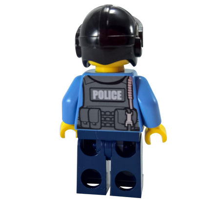 Rear view of LEGO City Elite Police Officer cty361 in a tactical vest.