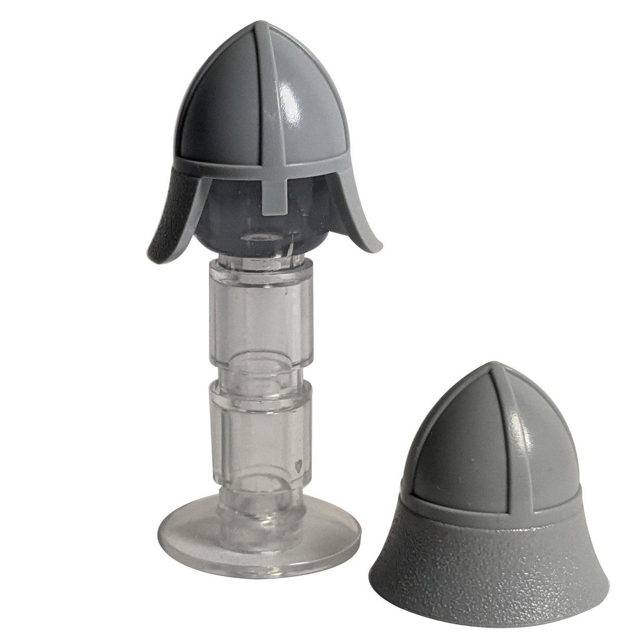 LEGO® classic Castle helmet (3844) in light bluish gray, featuring a single eye slit and an integrated neck protector.