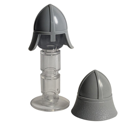 LEGO® classic Castle helmet (3844) in light bluish gray, featuring a single eye slit and an integrated neck protector.
