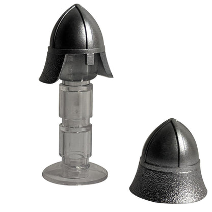 LEGO® classic Castle helmet (3844) in metallic silver, featuring a single eye slit and an integrated neck protector.