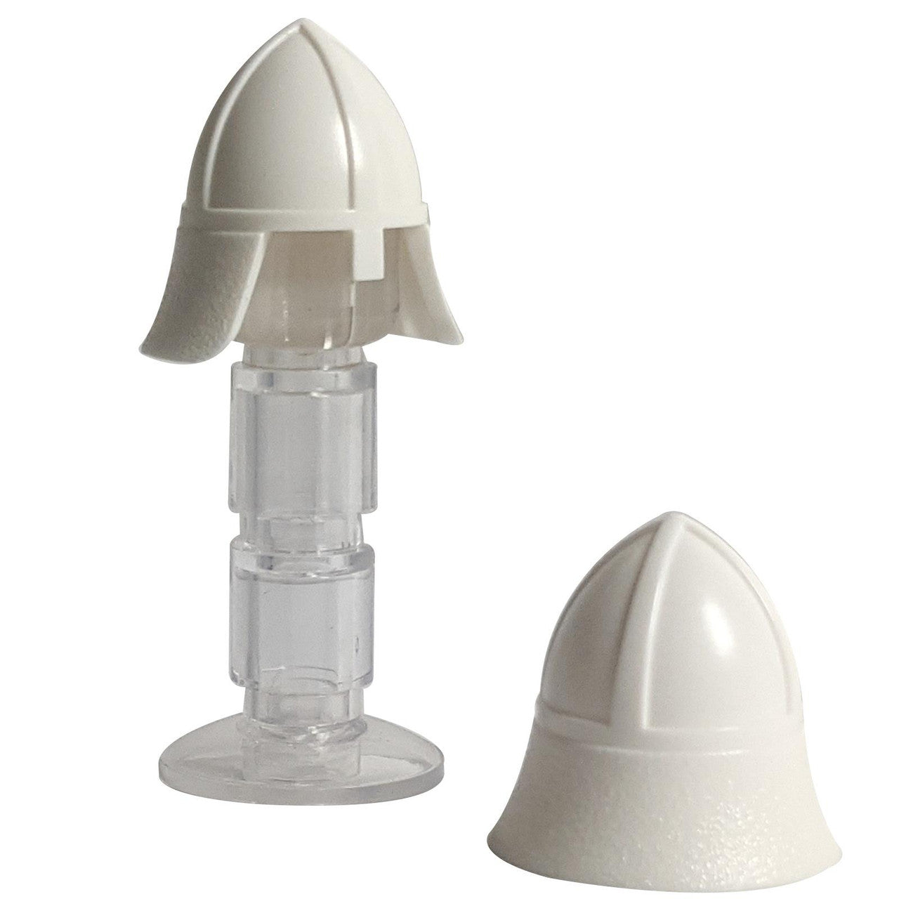 LEGO® classic Castle helmet (3844) in white, featuring a single eye slit and an integrated neck protector.