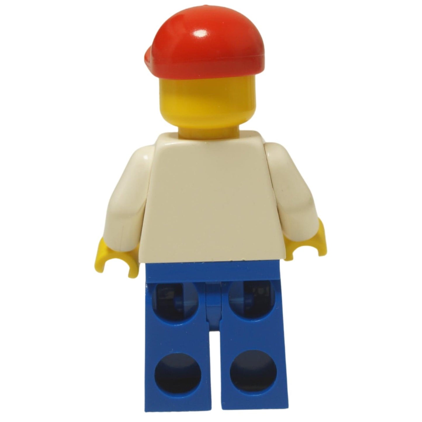 LEGO® Classic Ice Cream Vendor minifigure (chef012) with a standard grin, wearing a chef's uniform and a red cap. Back view.