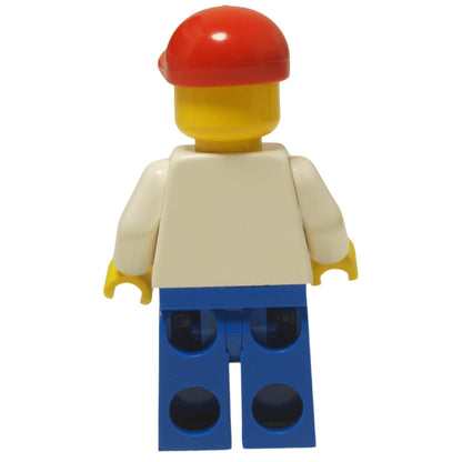 LEGO® Classic Ice Cream Vendor minifigure (chef012) with a standard grin, wearing a chef's uniform and a red cap. Back view.