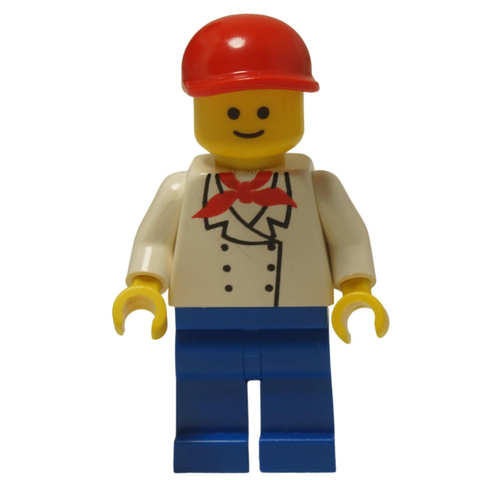 LEGO® Classic Ice Cream Vendor minifigure (chef012) with a standard grin, wearing a chef's uniform and a red cap.
