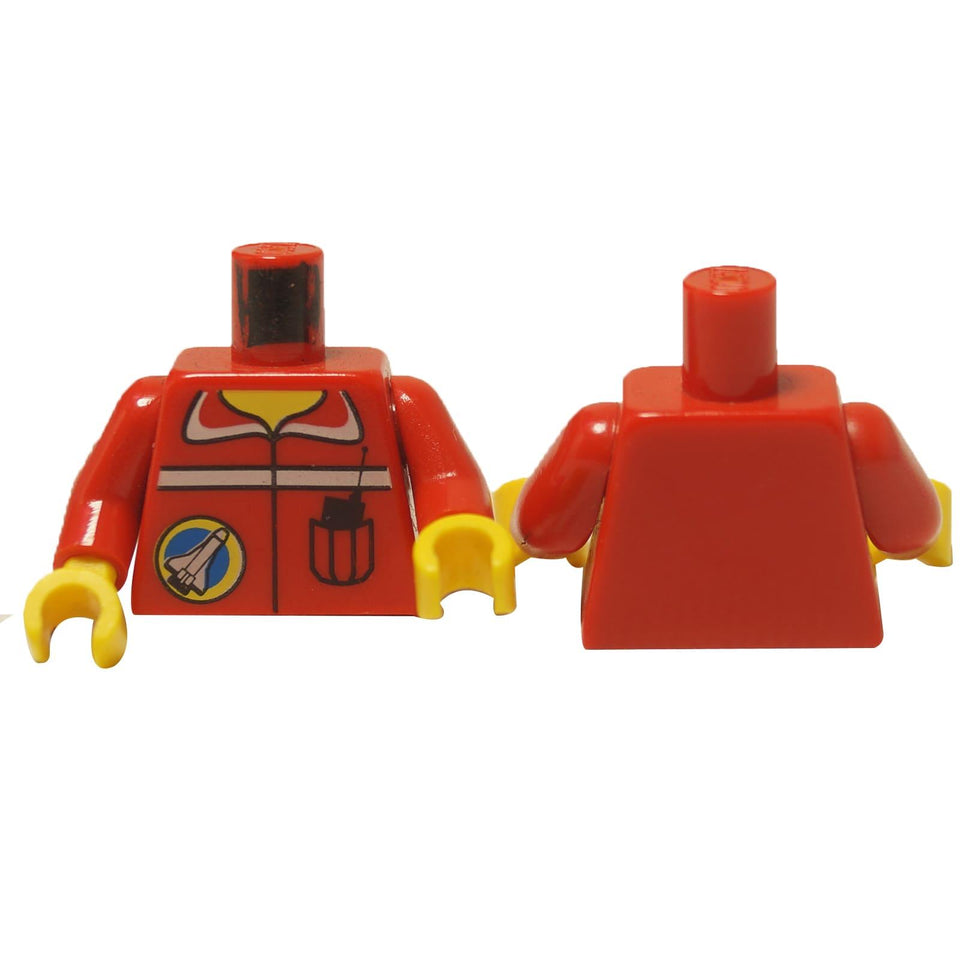 LEGO® Classic Space Port Torso (973pb0059c01) in red, showing the flight suit details with the Space Port logo and radio.