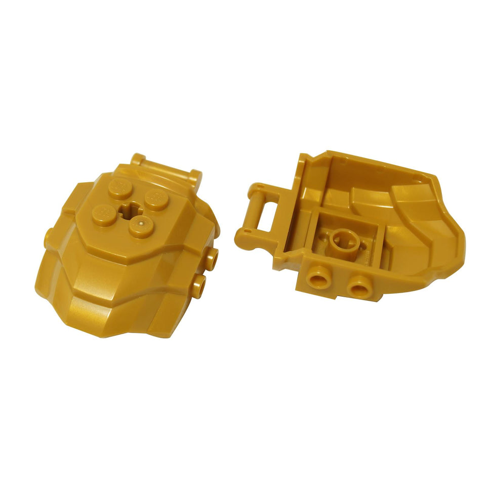 LEGO® cockpit front 4 x 5 x 2 in pearl gold with bar handle and side studs, vehicle canopy front piece
