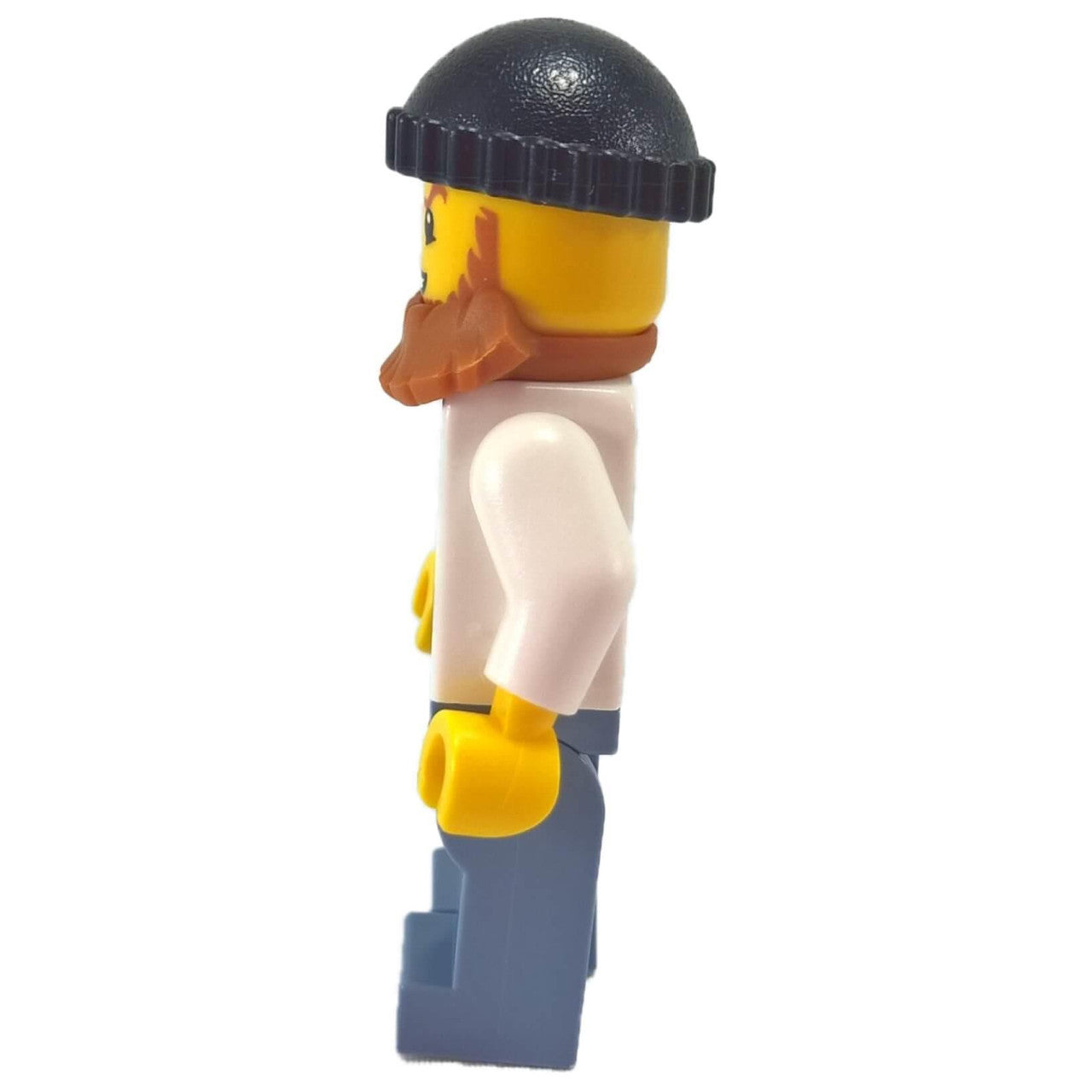LEGO City bandit minifigure cty0513 striped shirt beard hat, side profile.