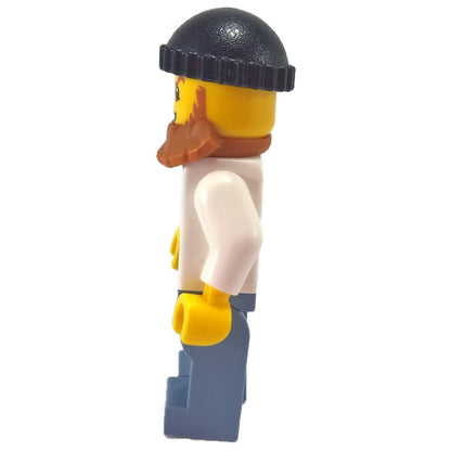 LEGO City bandit minifigure cty0513 striped shirt beard hat, side profile.