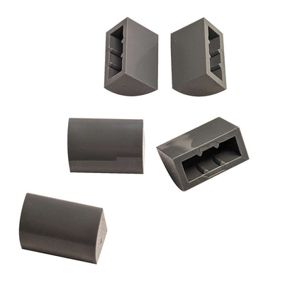 LEGO® Curved 1 x 2 slope with bottom stud holder in dark bluish gray, smooth curved piece for detailed shaping.
