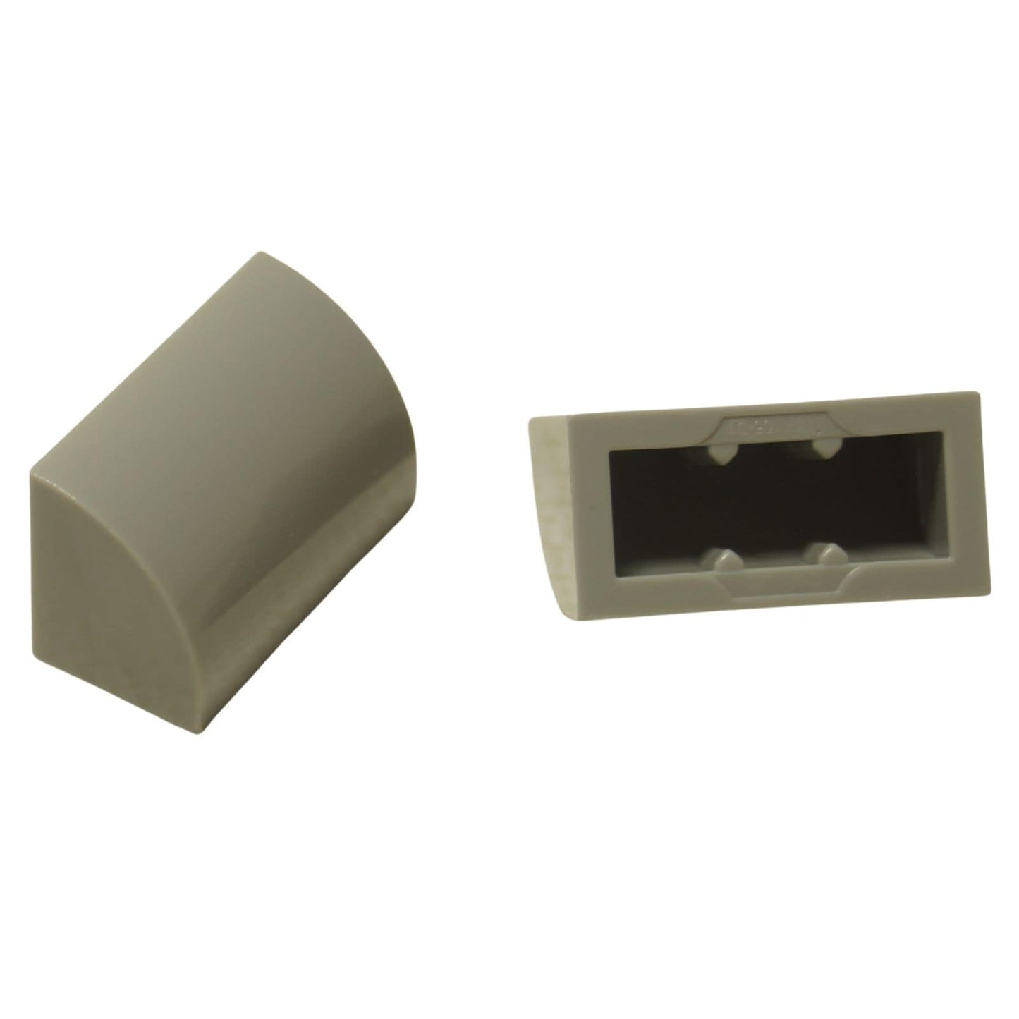 LEGO® Curved 1 x 2 slope with bottom stud holder in light bluish gray, smooth curved piece for detailed shaping.
