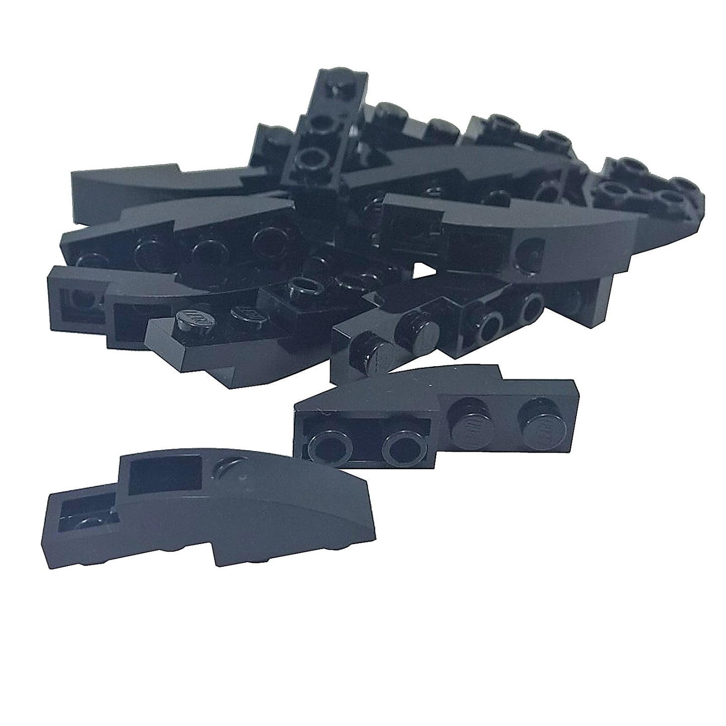 LEGO® curved inverted slope 4 x 1 piece, smooth underside curve for vehicle or building details, black color
