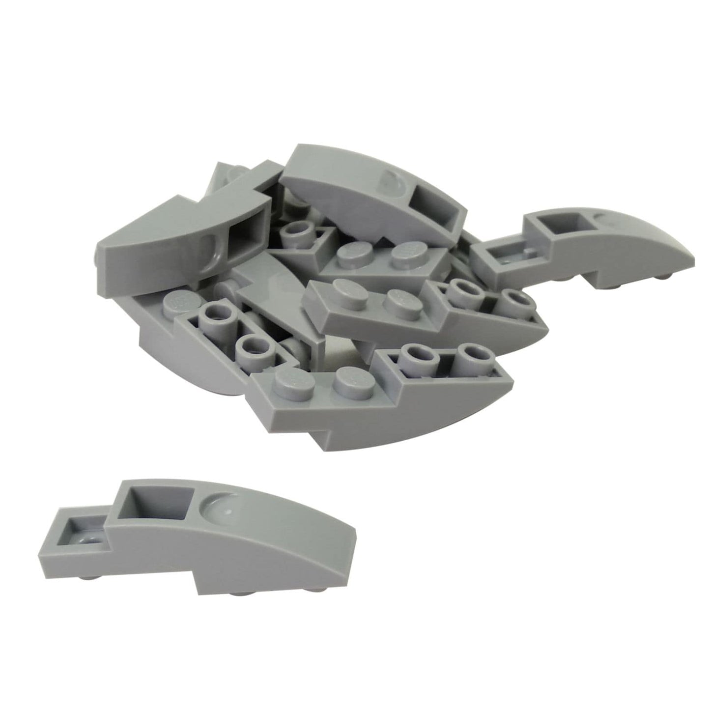 LEGO® curved inverted slope 4 x 1 piece, smooth underside curve for vehicle or building details, light bluish gray color
