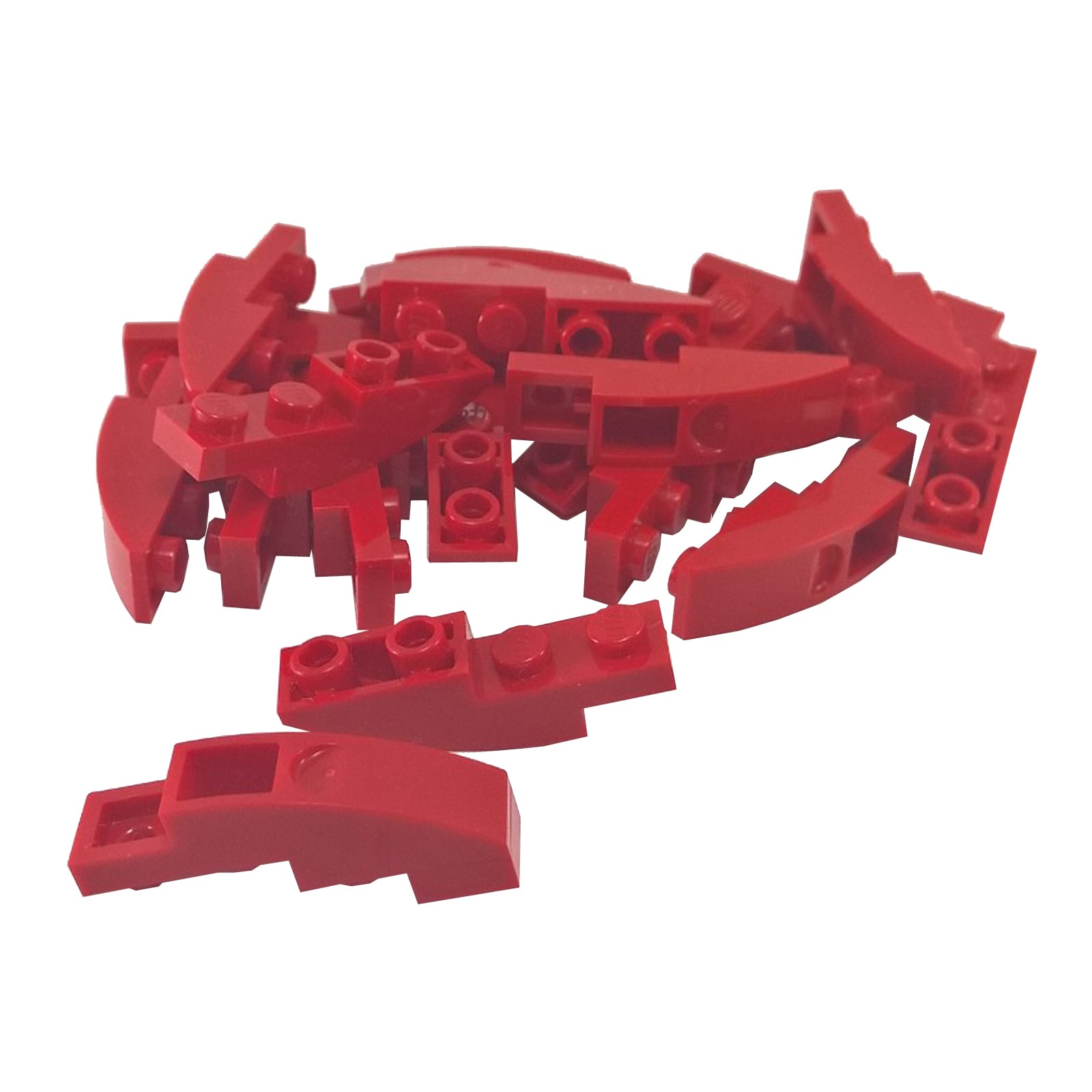 LEGO® curved inverted slope 4 x 1 piece, smooth underside curve for vehicle or building details, red color
