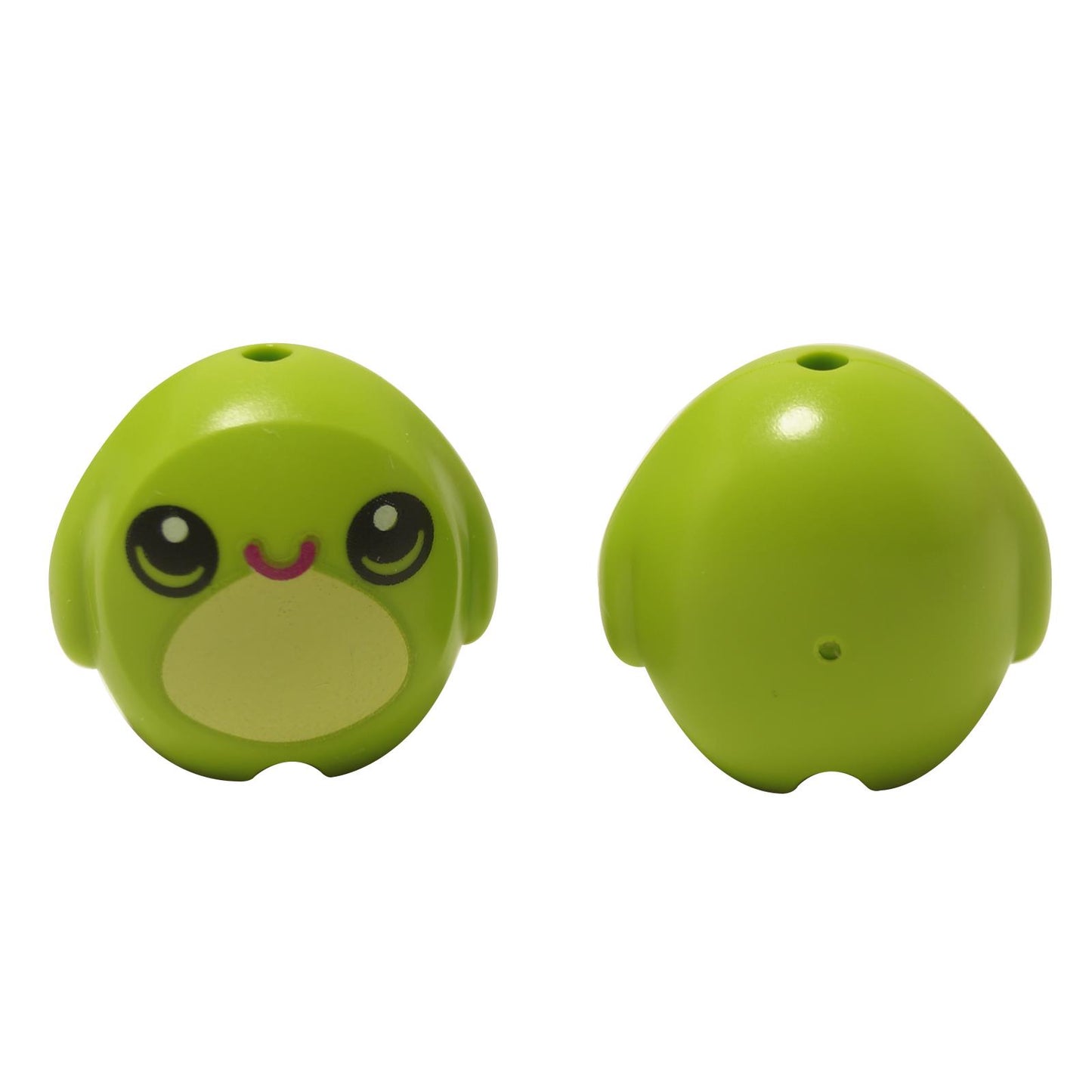 LEGO® monstruo lindo / figura de peluche (6330pb01) en verde lima, mostrando la cara feliz impresa y la parte trasera lisa.