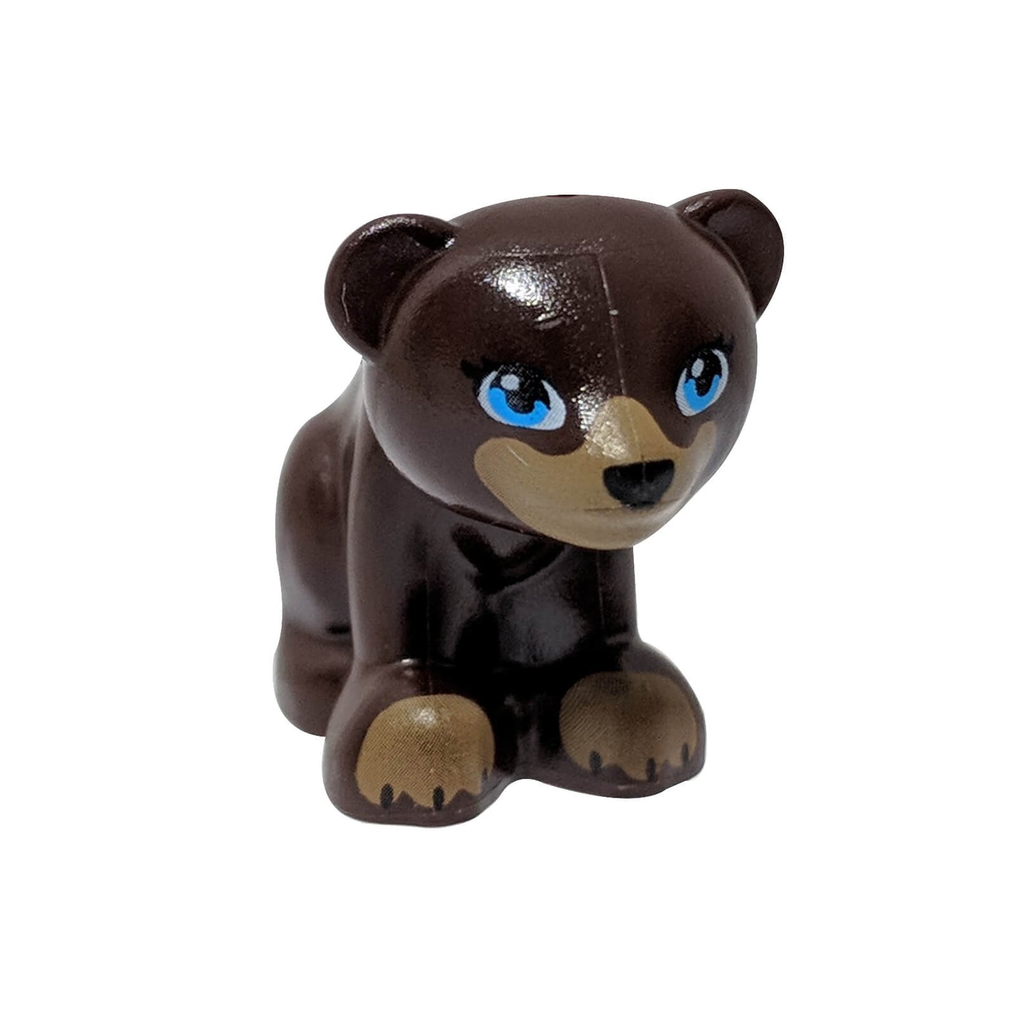 LEGO dark brown bear cub animal figure sitting black nose 14732pb01