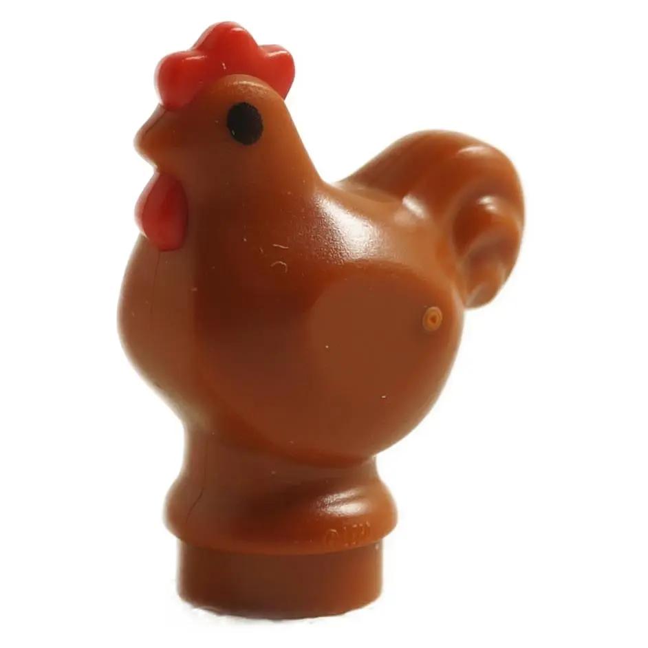 LEGO dark orange chicken 1413pb01 wide base with molded red comb farm animal figure