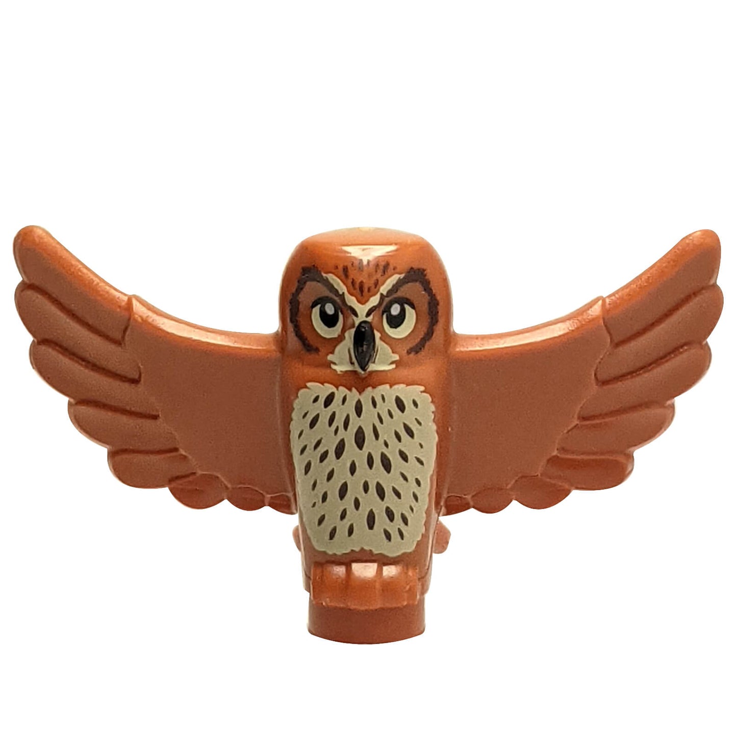 LEGO dark orange owl figure with spread wings tan chest feather print 67632pb04