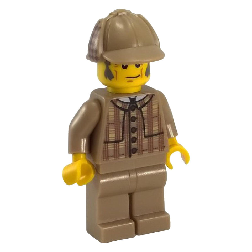 LEGO® Detective Series 5 col075 front view with tan checked jacket and detective cap
